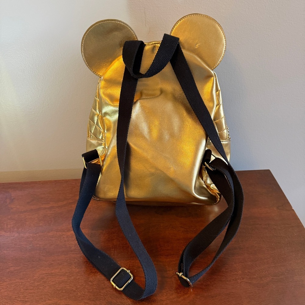 Disney Gold Quilted Mickey Mouse Mini Backpack - Picture 2 of 5